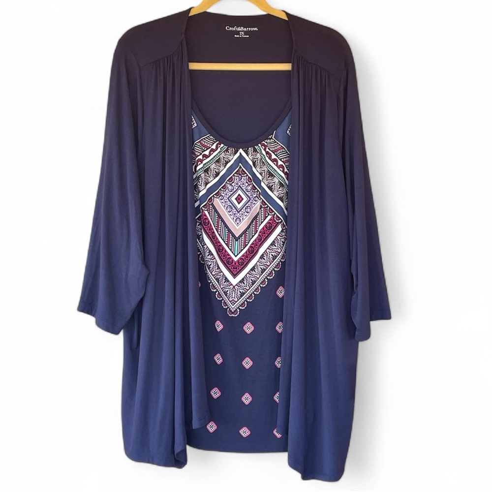 Croft & Barrow Women's Navy Open-Front Cardigan New with Tags Plus size 2X